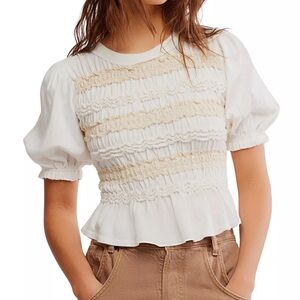 NWOT Free People cotton maxey puff sleeve peplum top